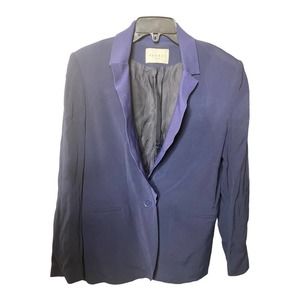 Sandro Blazer Jacket 4/6 Blue Viscose Business Casual Holiday Office One Button